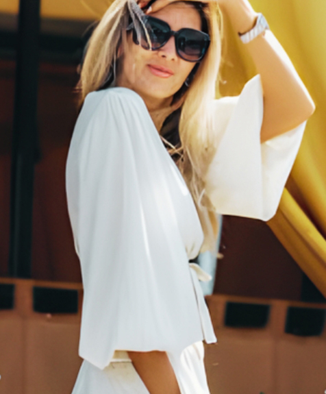 White Flare Sleeve Romper Images 